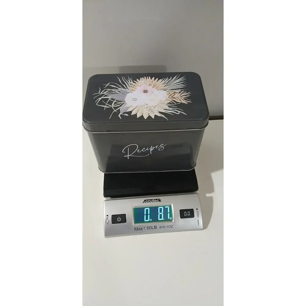 Recipe Box Black with Shaby Floral 8 Dividing Cards for Recipe Organizing Cards